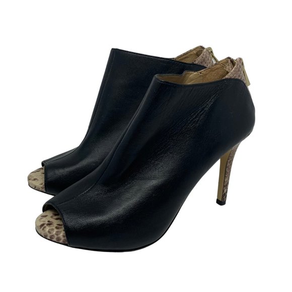 GREAT CONDITION! - Ann Taylor Peep Toe Soft Leather Snakeskin Ankle Bootie Heels - Picture 1 of 8